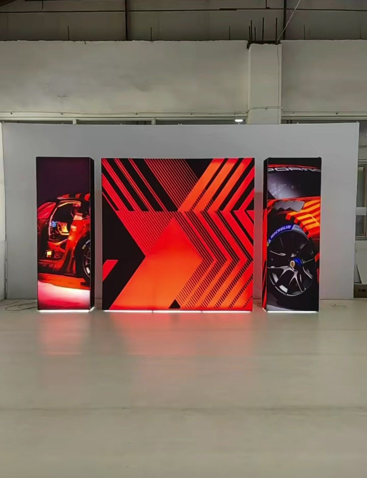 SEG silicone edge fabric graphic in a backlit lightbox wall